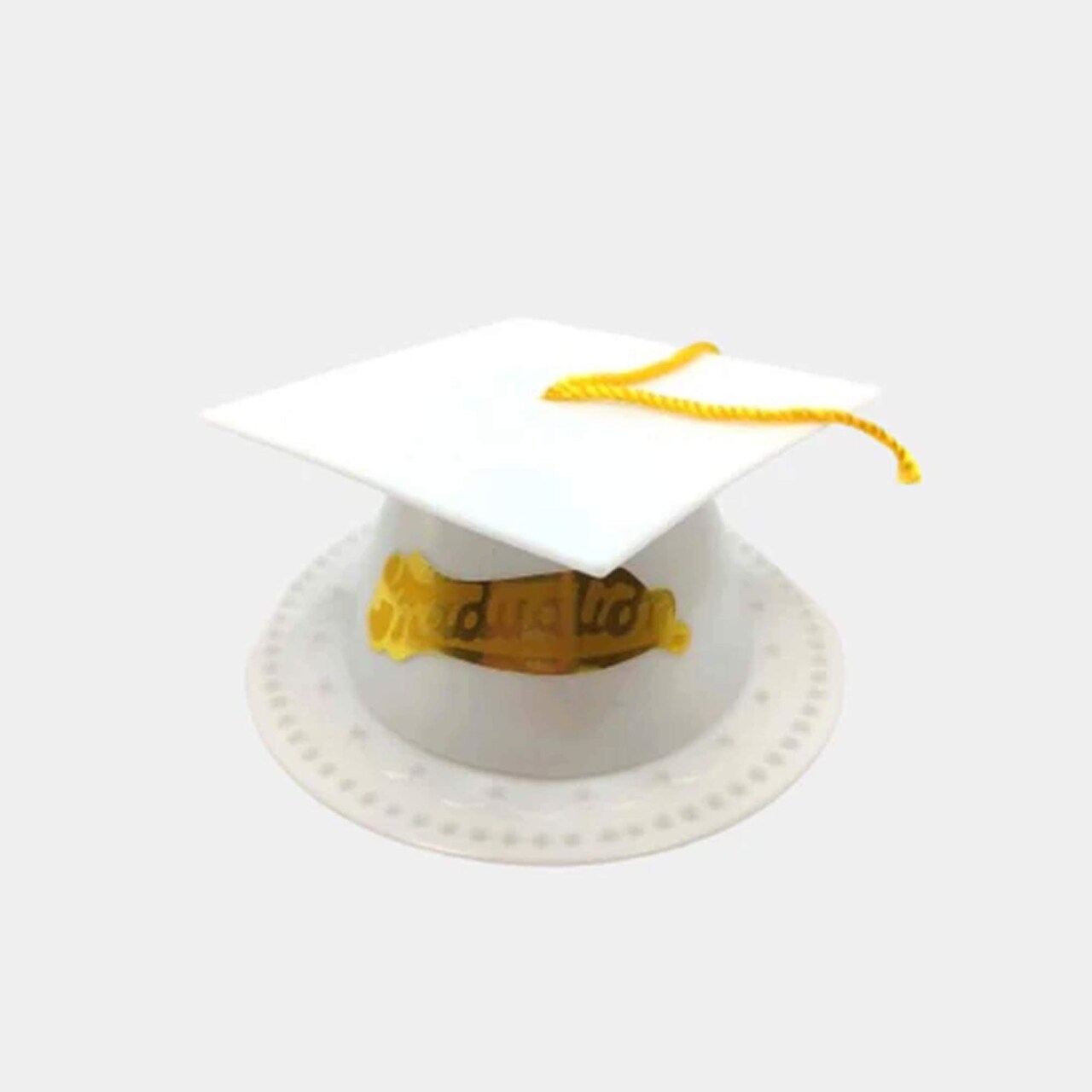 24 Count Graduation Cap Cake Topper Durable Plastic Party Decoration White 3.5 Inch